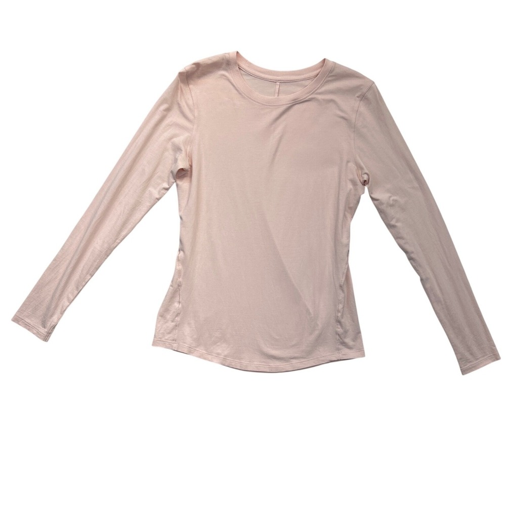 Lululemon Shirt Womens Pink Slim Fit Long Sleeve Crew Neck Curved Hem Athletic